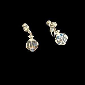 Vintage Screw Back Crystal Drop Earrings